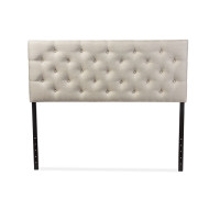 Baxton Studio BBT6506-Light Beige-Queen HB Viviana Light Beige Button-tufted Queen Size Headboard